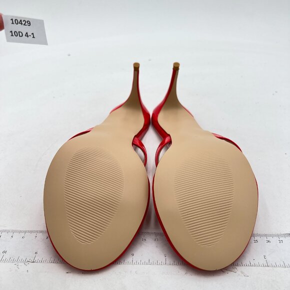 Milooey Red Womens Flip Flop Sandals Slip on High Heel Mules Round Toe Slippers - Picture 5 of 7